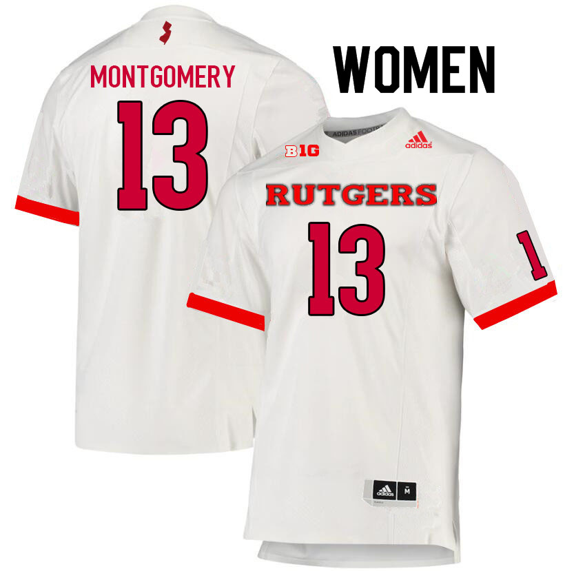Women #13 Nasir Montgomery Rutgers Scarlet Knights College Football Jerseys Sale-White